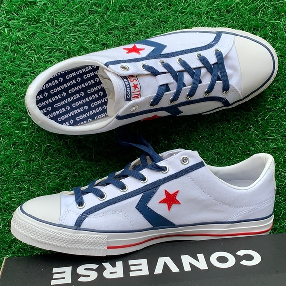 CONVERSE STAR PLAYER OX WHITE/NAVY/GUM RED MEN’S - Picture 13 of 16